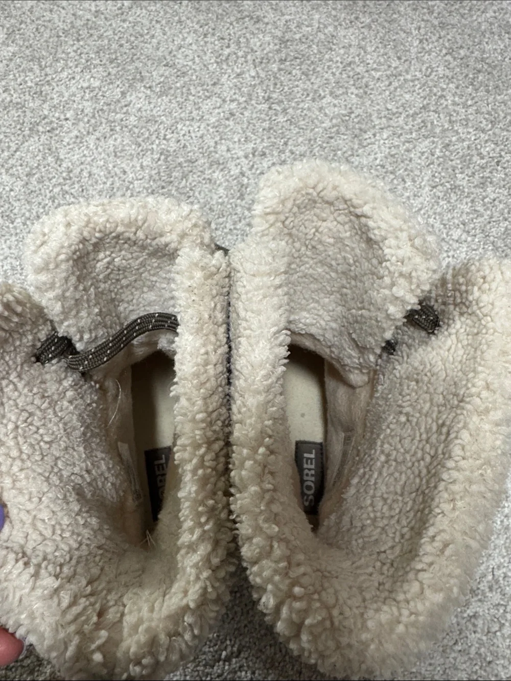 Sorel Kids Taupe Faux-Sherpa Lace-Up Winter Boots
